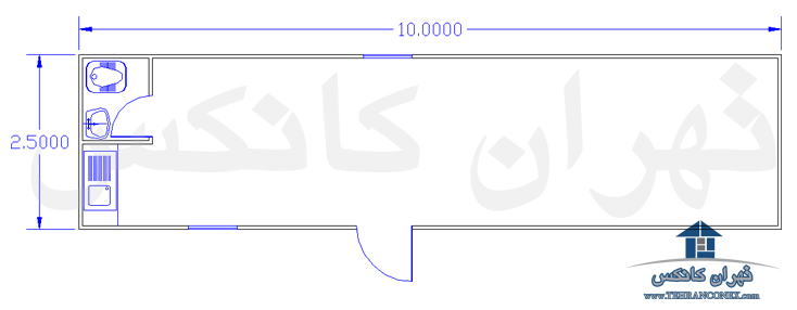 نقشه کانکس 2.5× 10 دارای سرویس بهداشتی و آبدارخانه