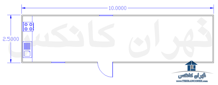 نقشه کانکس 2.5× 10 دارای آبدارخانه کامل