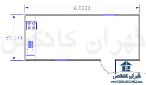 نقشه کانکس 2.5× 6 دارای آبدارخانه کامل